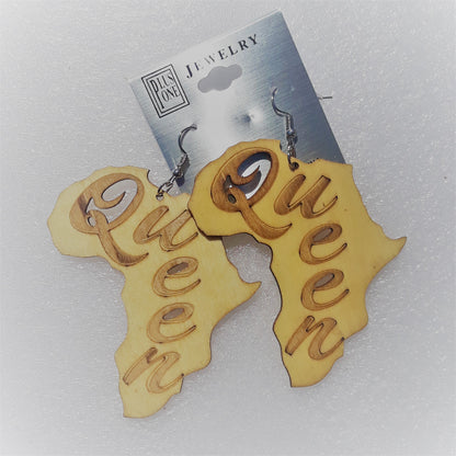 QUEEN wooden earrings