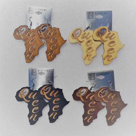 QUEEN wooden earrings