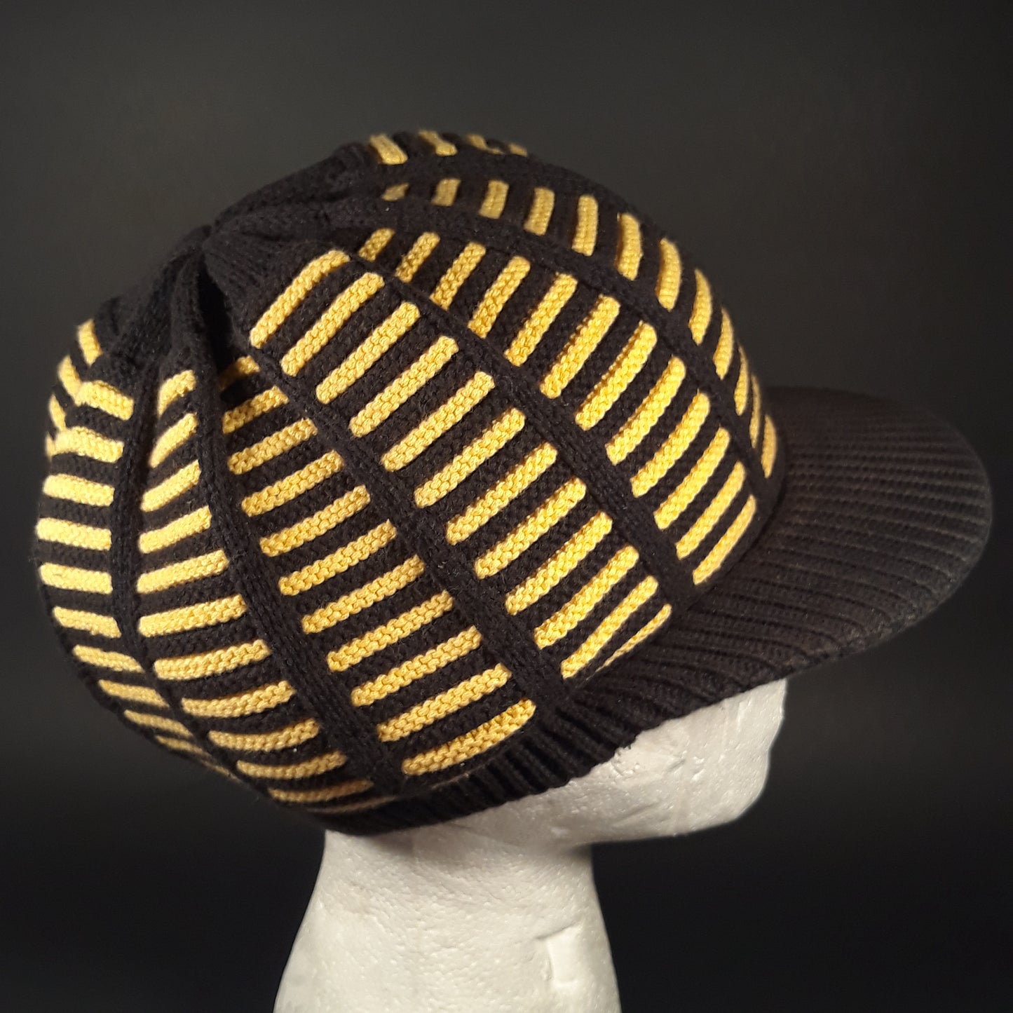 RH039-1BY Small Black Yellow Rasta Dreadlocks cap