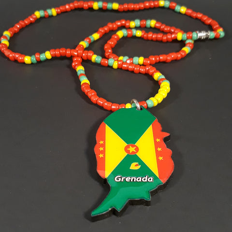 caribbean flag necklace map