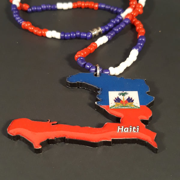 caribbean flag necklace map
