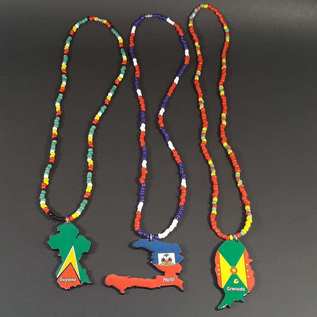 Beaded SA Flag Necklace, Gcebeshe