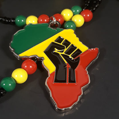 Red Yellow Green Africa Necklaces Metal - Rasta Beaded Chain