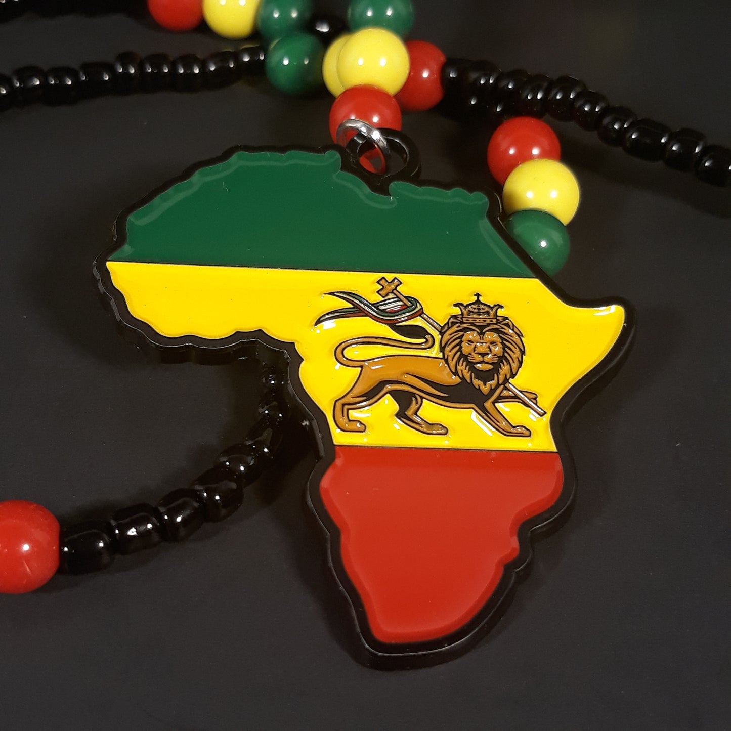 Red Yellow Green Africa Necklaces Metal - Rasta Beaded Chain