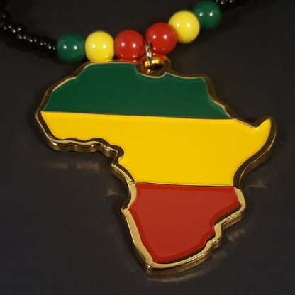 Red Yellow Green Africa Necklaces Metal - Rasta Beaded Chain