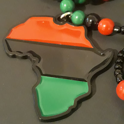 Red Black Green Africa Necklaces Metal - Beaded Chain -  Pan African-RBG