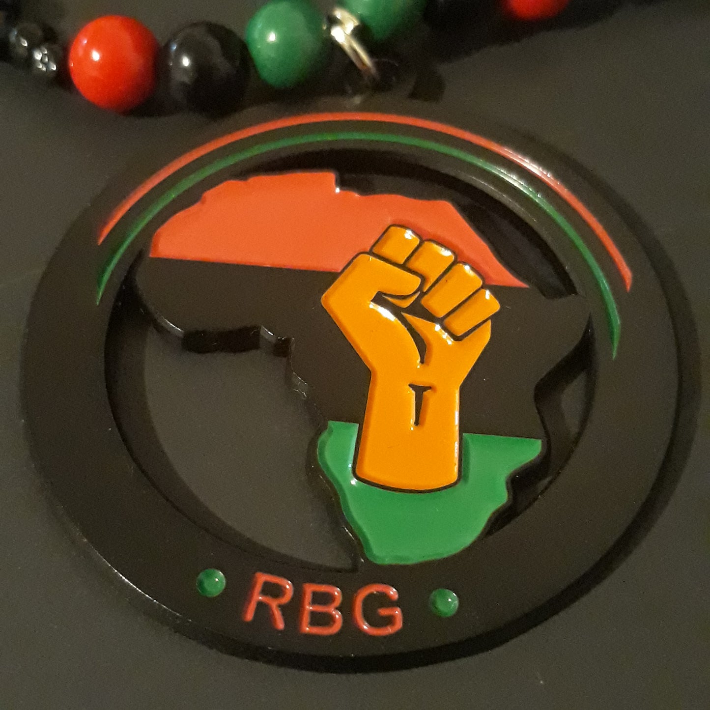 Red Black Green Africa Necklaces Metal - Beaded Chain -  Pan African-RBG