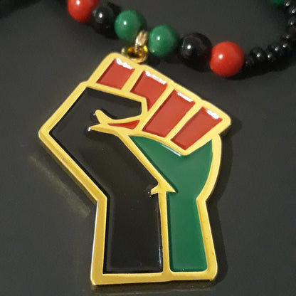 Red Black Green Africa Necklaces Metal - Beaded Chain -  Pan African-RBG