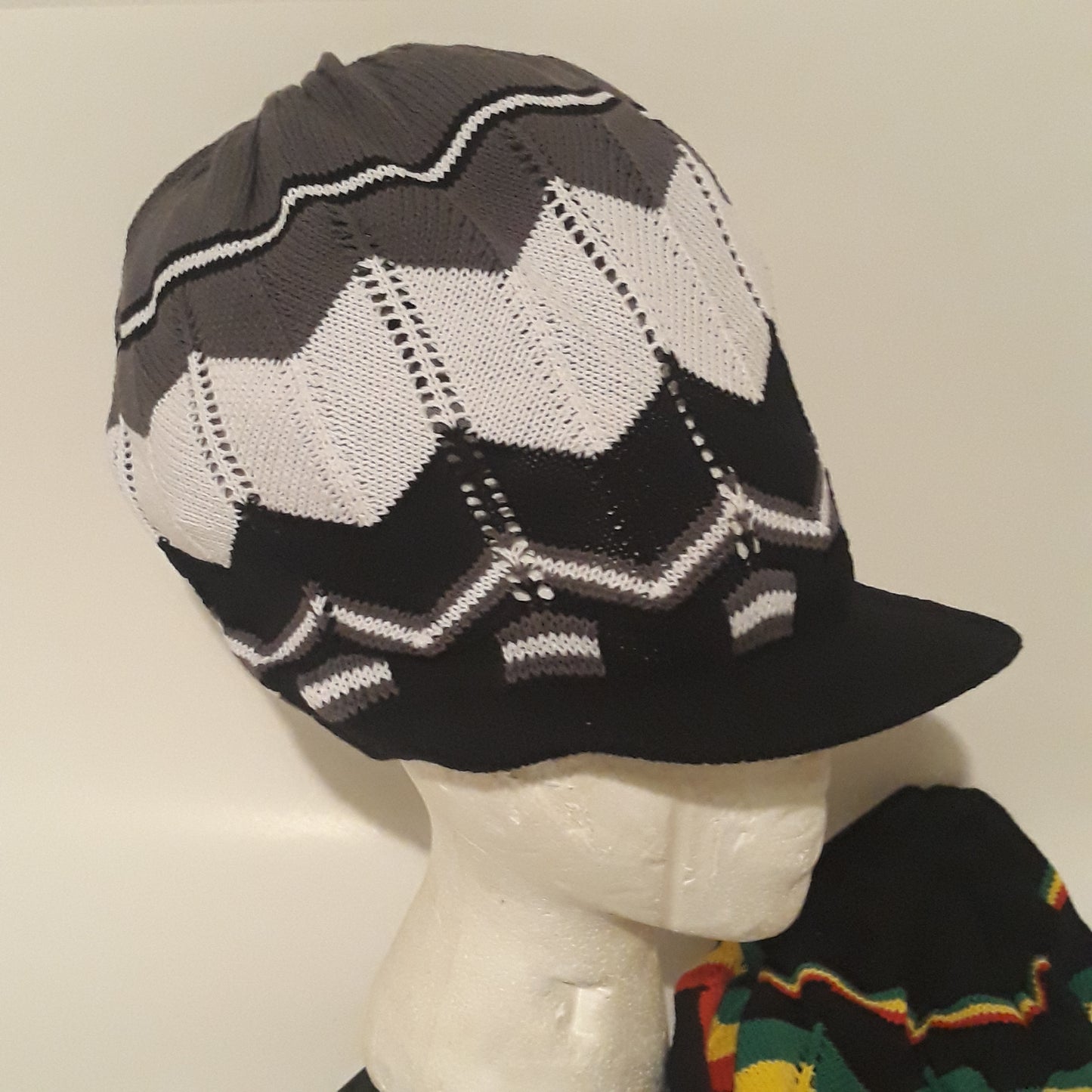 RH043 Large Rasta Hats for dreadlocks - Blue - Olive - Grey