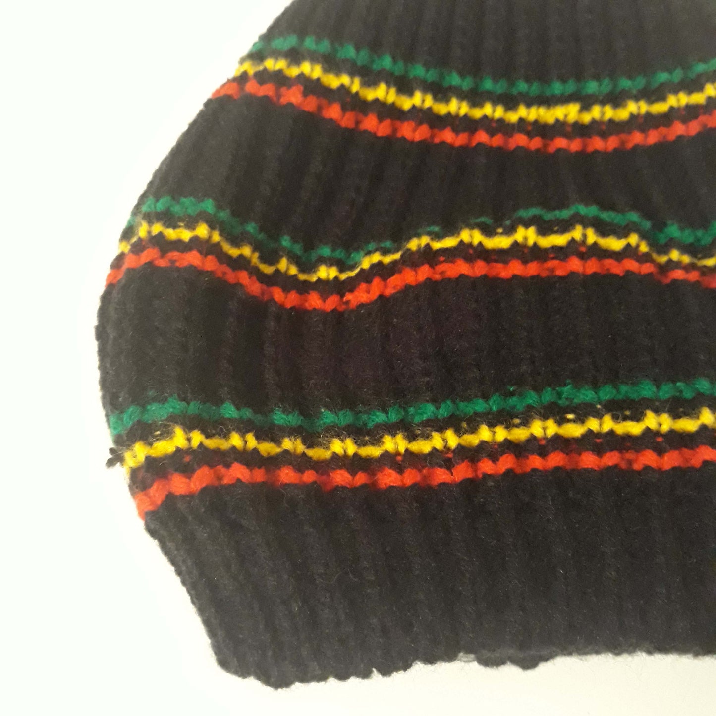 rh062 Medium black Rastafarian Crown AKA rasta hats tams dread locks cap red yellow and green stripes