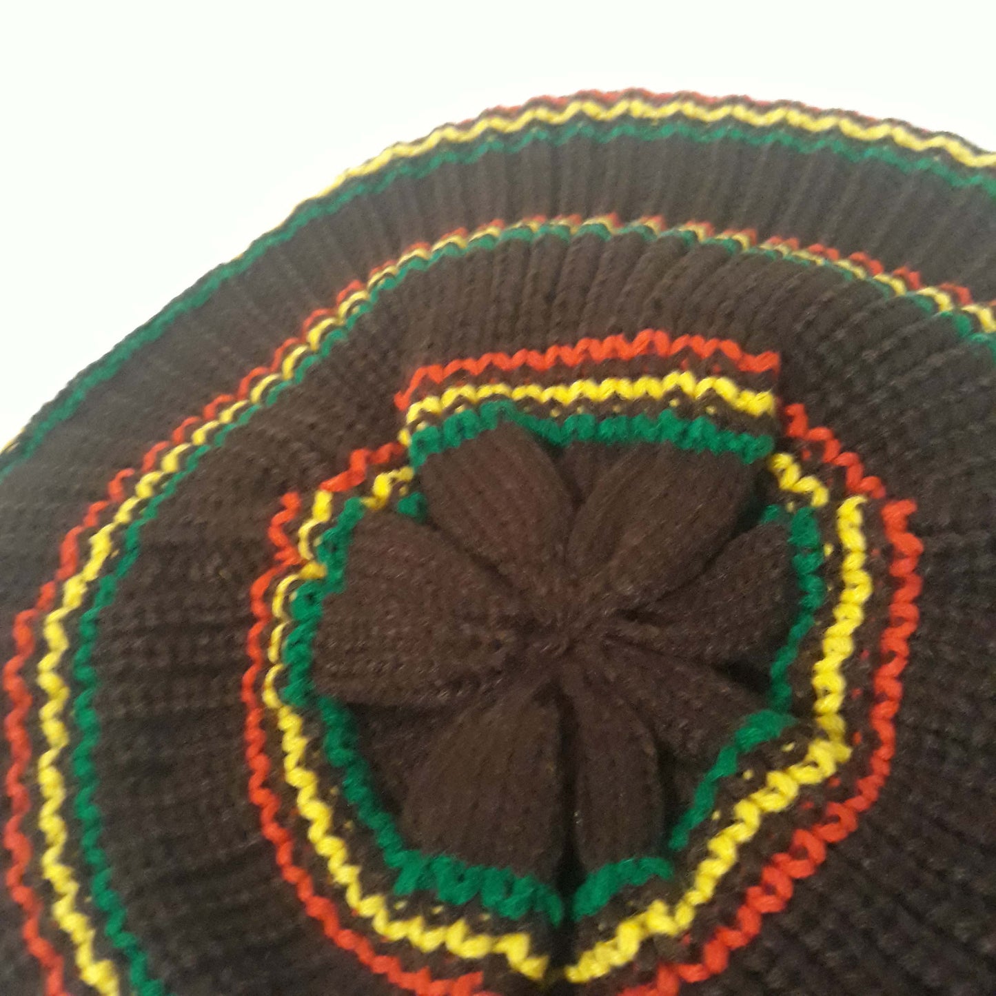 rh062 Medium brown Rastafarian Crown / rasta hats tams dread caps red yellow and green stripes