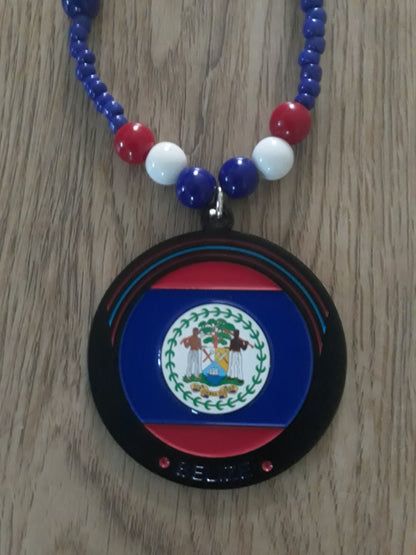 Caribbean Flag Round Metal Necklaces - Haiti - St Vincent - Guyana - Trinidad - Antigua - ST Kitts - Panama - Dominica - Virgin Island - Jamaica