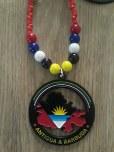 Caribbean Flag Metal Map Necklaces - Haiti - St Vincent - Guyana - Trinidad - Antigua - ST Kitts - Panama - Dominica - Virgin Island - Jamaica