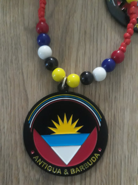 Caribbean Flag Round Metal Necklaces - Haiti - St Vincent - Guyana - Trinidad - Antigua - ST Kitts - Panama - Dominica - Virgin Island - Jamaica