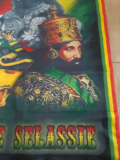 Large 3x5 feet Haile Selassie Banner - Crown - Rasta Flags - Tapestry