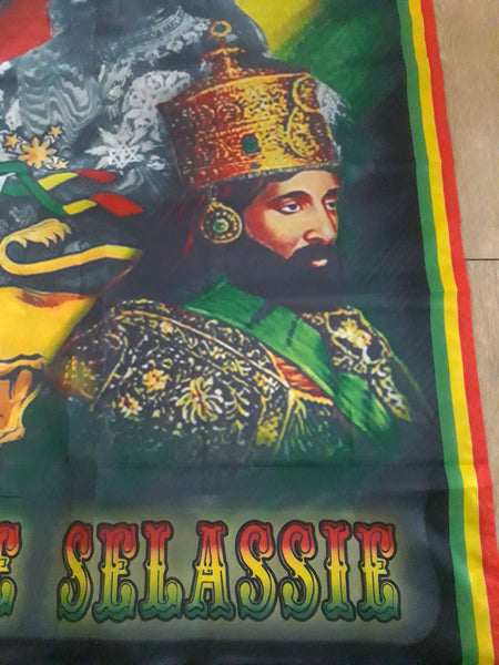 Large 3x5 feet Haile Selassie Banner - Crown - Rasta Flags - Tapestry