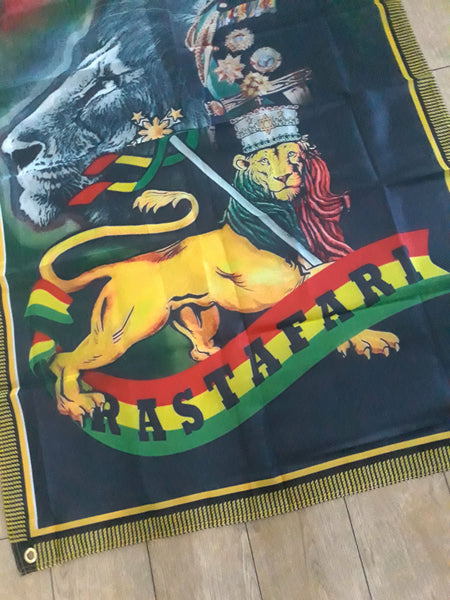 Large 3x5 Haile Selassie Banner - Rasta Flags - Tapestry
