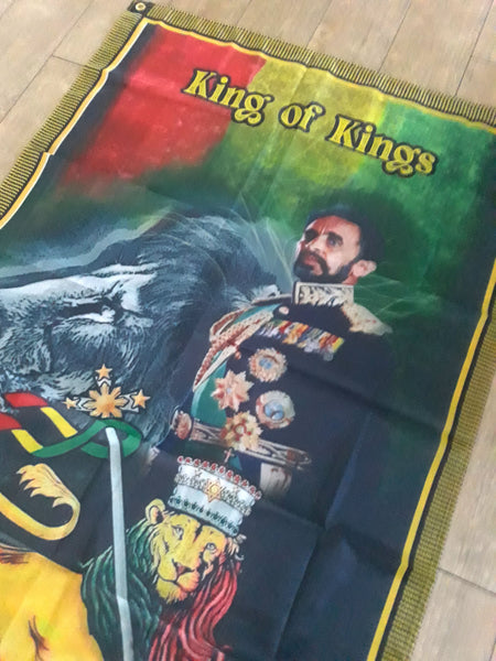 Large 3x5 Haile Selassie Banner - Rasta Flags - Tapestry
