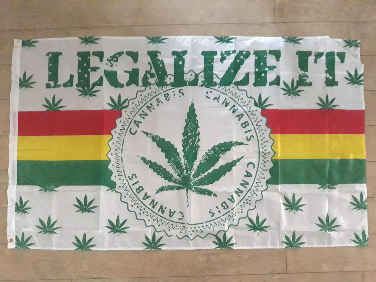 Large 3x5 420 Ganja Flag - Legalize it White