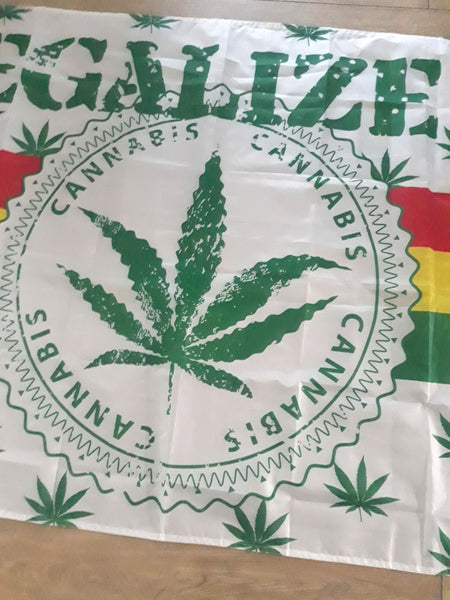 Large 3x5 420 Ganja Flag - Legalize it White