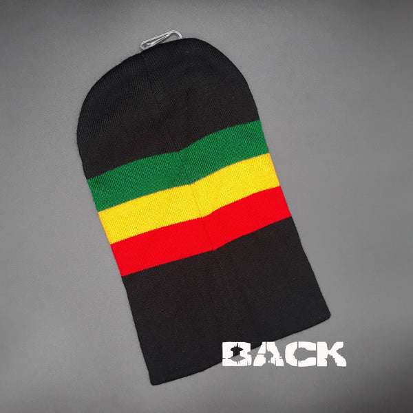 Tall Rasta Ski Hat with Embroidered Patch - Winter Scully - Red Yellow and Green