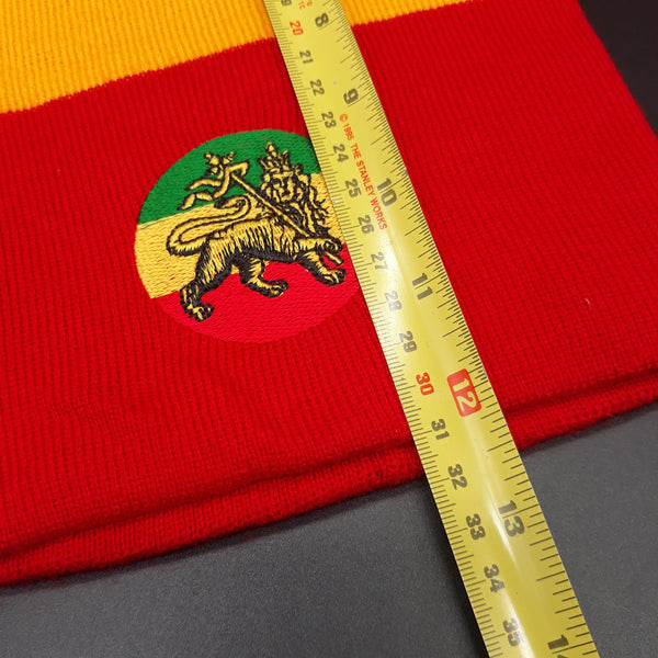 Tall Rasta Ski Hat with Embroidered Patch - Winter Scully - Red Yellow and Green