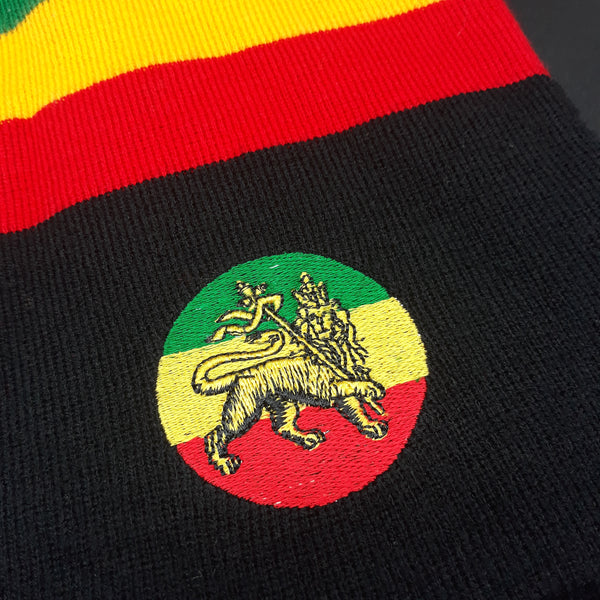Tall Rasta Ski Hat with Embroidered Patch - Winter Scully - Red Yellow and Green