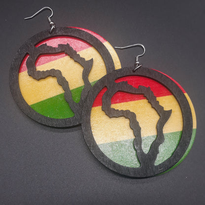 AFRICA wooden earrings - RYG - Rasta