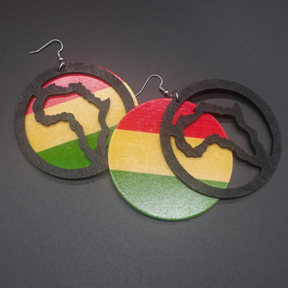 AFRICA wooden earrings - RYG - Rasta