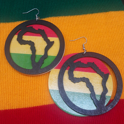 AFRICA wooden earrings - RYG - Rasta