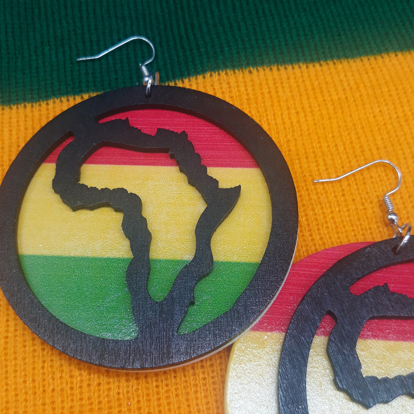 AFRICA wooden earrings - RYG - Rasta