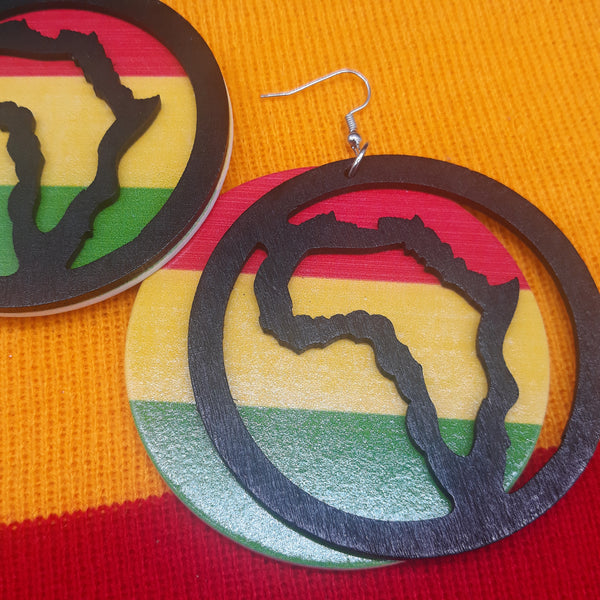 AFRICA wooden earrings - RYG - Rasta