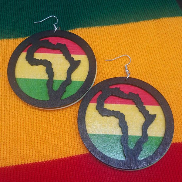 AFRICA wooden earrings - RYG - Rasta