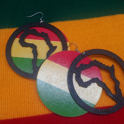 AFRICA wooden earrings - RYG - Rasta