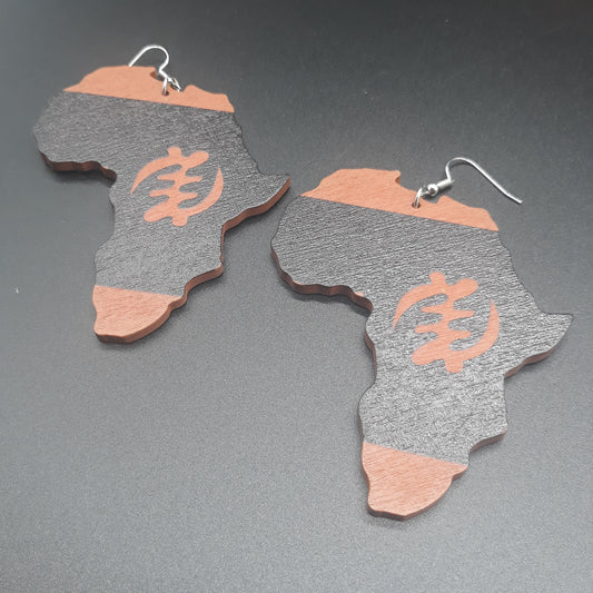 AFRICA wooden earrings - Gye Nyame