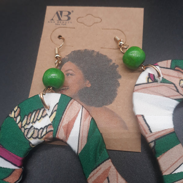 Heart Shaped wooden earrings - Afrocentric Fabric