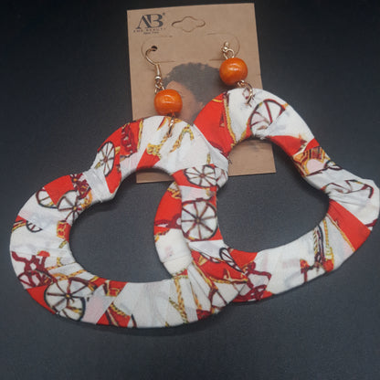 Heart Shaped wooden earrings - Afrocentric Fabric