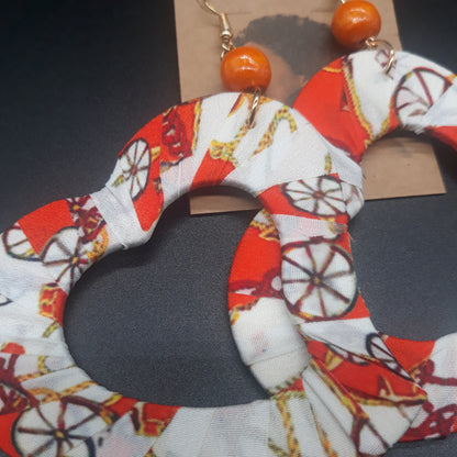 Heart Shaped wooden earrings - Afrocentric Fabric