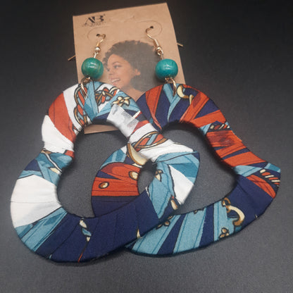 Heart Shaped wooden earrings - Afrocentric Fabric