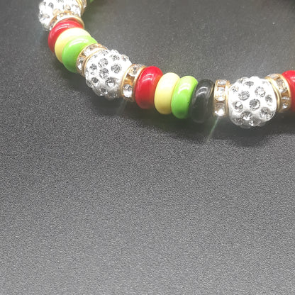 Rasta Beaded Stretch Bracelet - Bling Bling stones