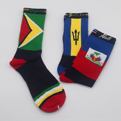 Caribbean island flag Socks - Carnival - j'ouvert - Caribbean island Socks - fete socks