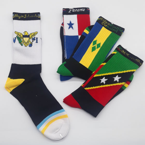 Caribbean island flag Socks - Carnival - j'ouvert - Caribbean island Socks - fete socks