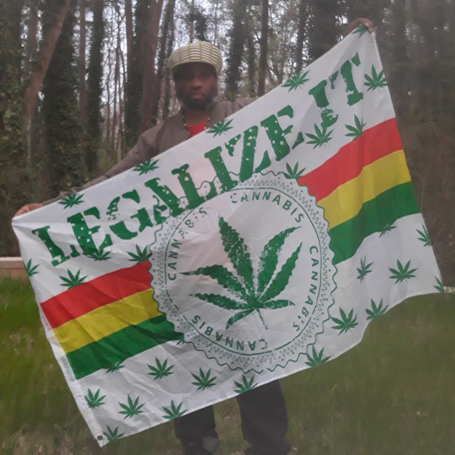 Large 3x5 420 Ganja Flag - Legalize it White