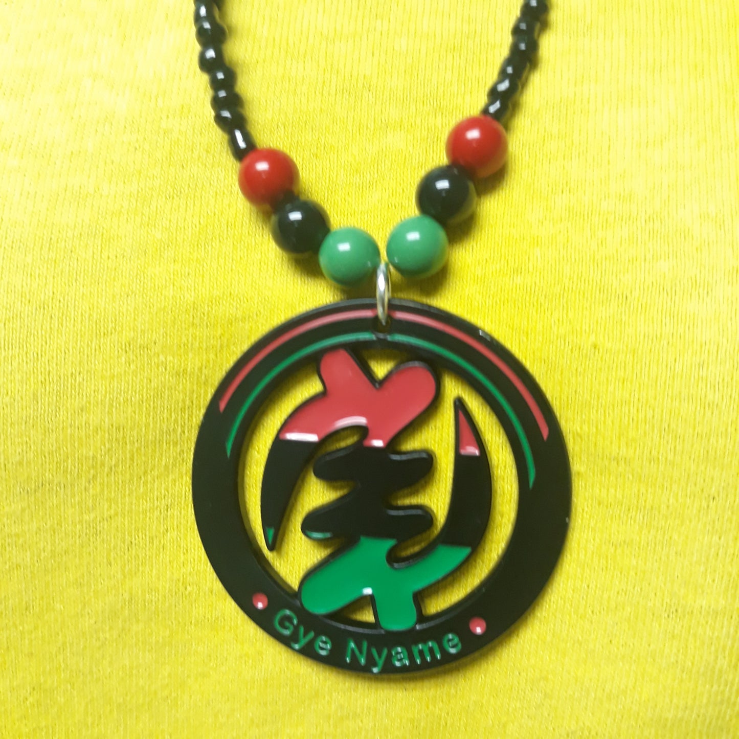 Red Black Green Beaded Necklaces -  Pan African - Ankh - Gye Nyame-RBG