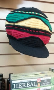 RH059-1RYG Medium Black Rastafarian Crown AKA rasta hats tams dread locks cap
