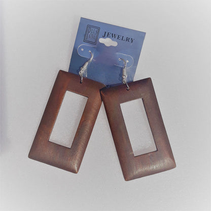 Rectangle wooden earrings