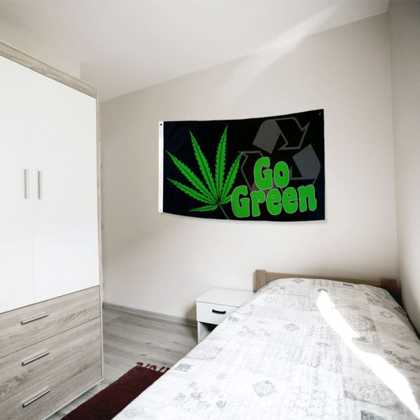 Large 3x5 feet 420 Ganja Flag - Go Green