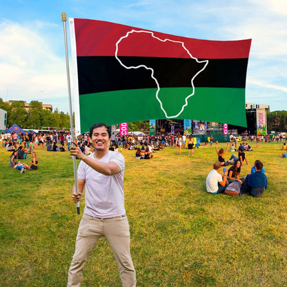 Large 3x5 Red Black and Green Flag with Map of Africa - RBG - Pan African - Liberation Flag