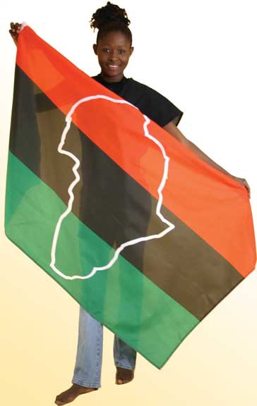 Large 3x5 Red Black and Green Flag with Map of Africa - RBG - Pan African - Liberation Flag