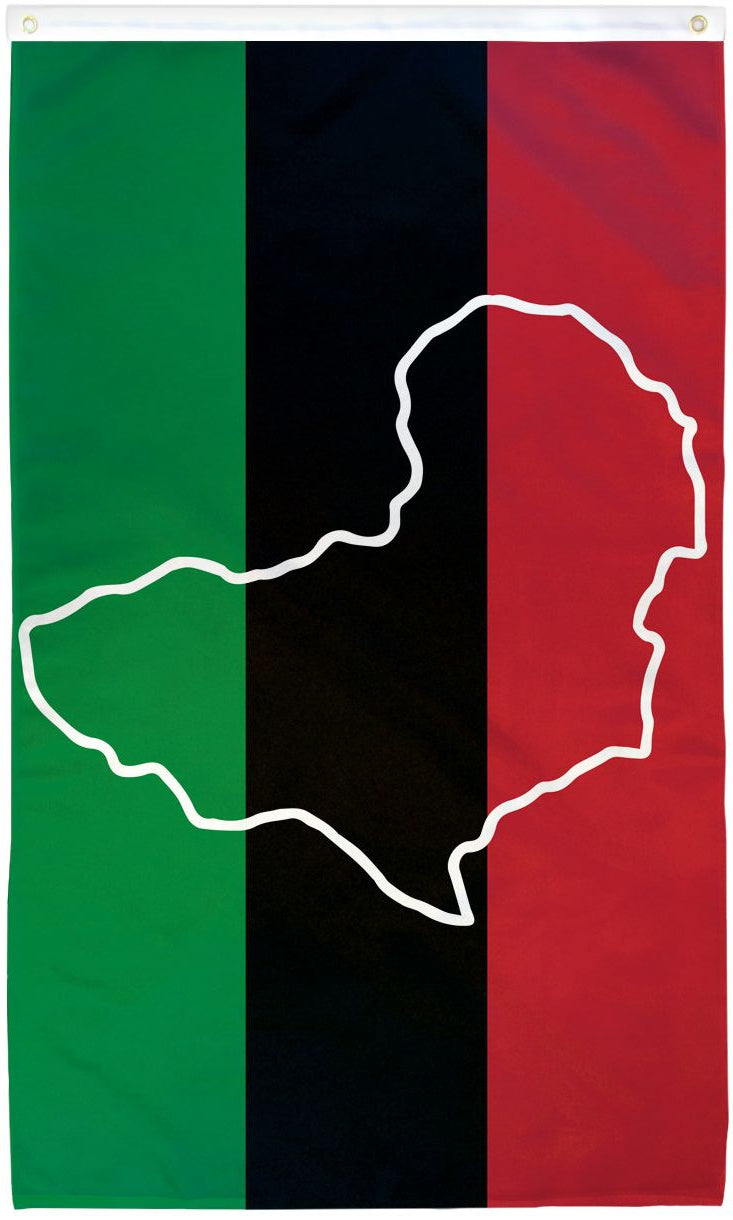 Large 3x5 Red Black and Green Flag with Map of Africa - RBG - Pan African - Liberation Flag